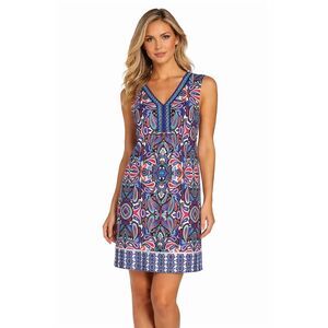 London Times Sheath Dress Size 10 Stretch Paisley NWOT